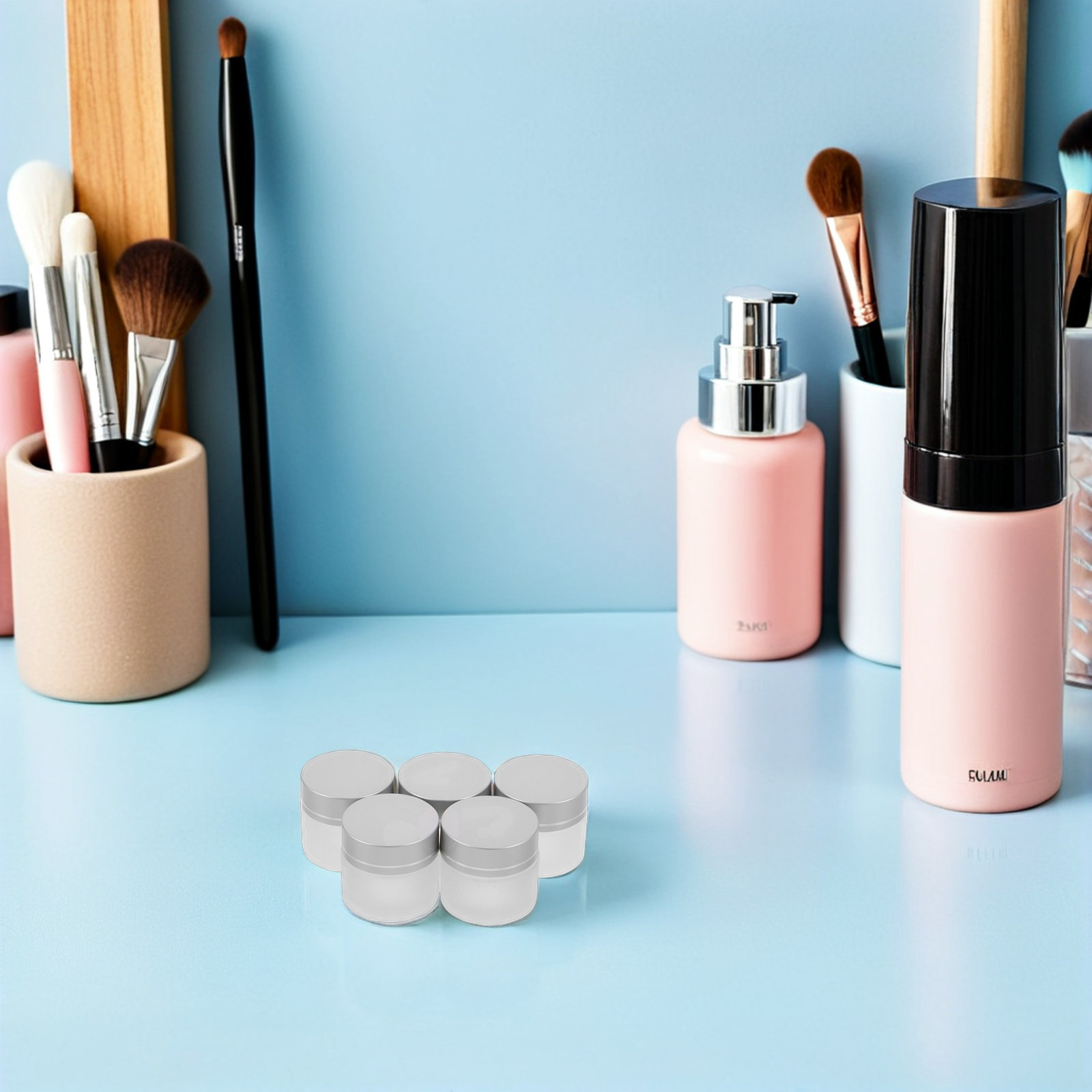 Body Lotion - 15Pcs Frosted Glass Jars Refillable Sample